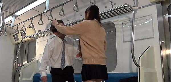  Japanese School Girl Risa Punishes Masochistic Man with Martial Arts on Train
